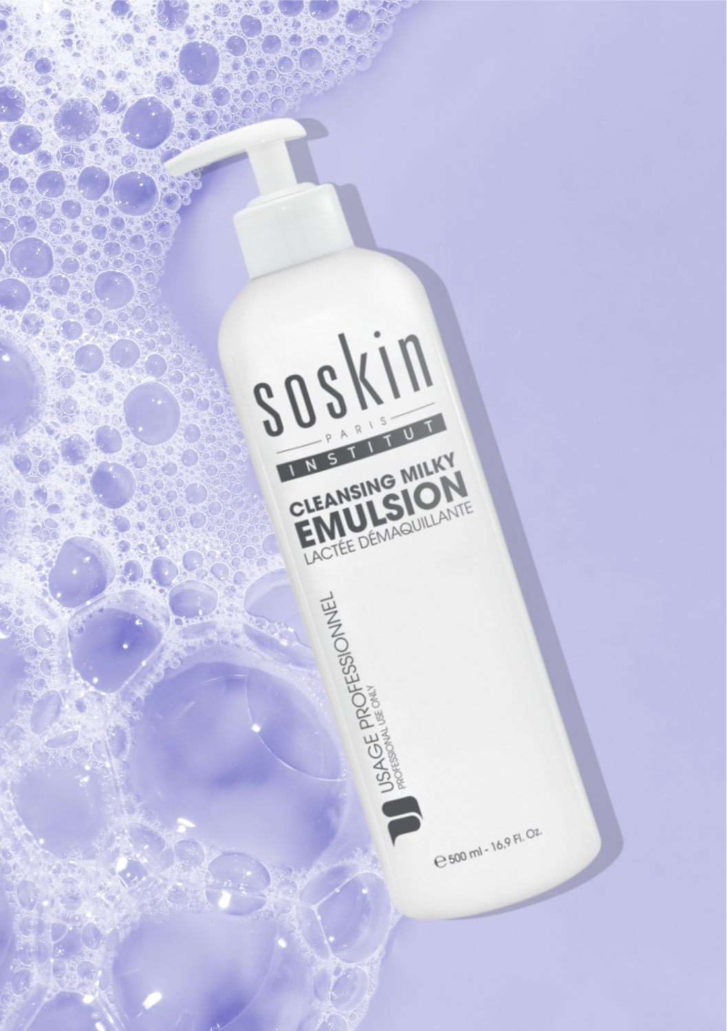 SOSKIN CLEANSING MILKY EMULSION 
Jemný odličovač s mliečnou emulziou na všetky druhy pleti <br> 500 ml.