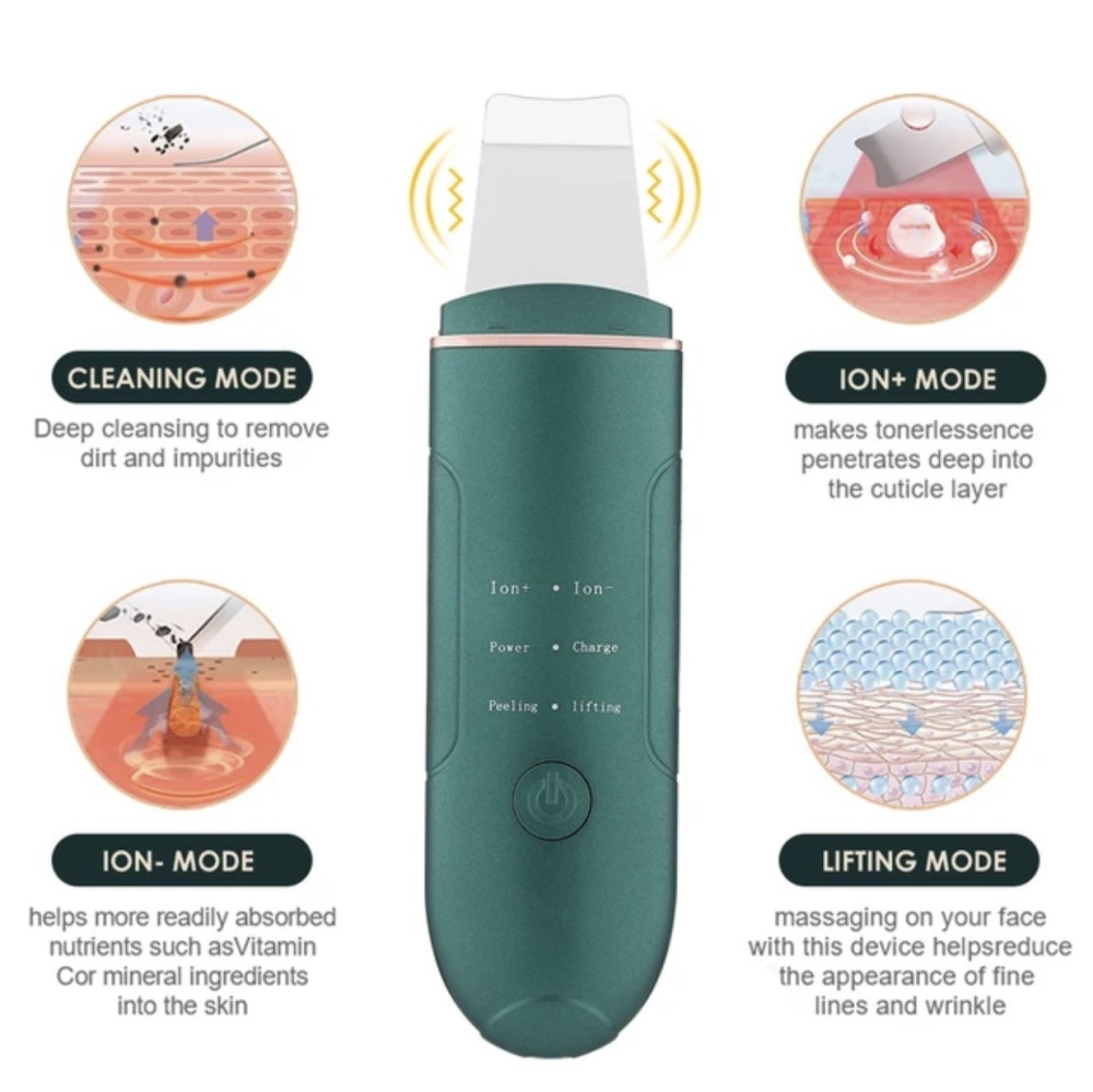 Ultrasonic Cleanser Skin Scraber<br>Profesionálna ultrazvuková špachtľa na hĺbkové čistenie pleti