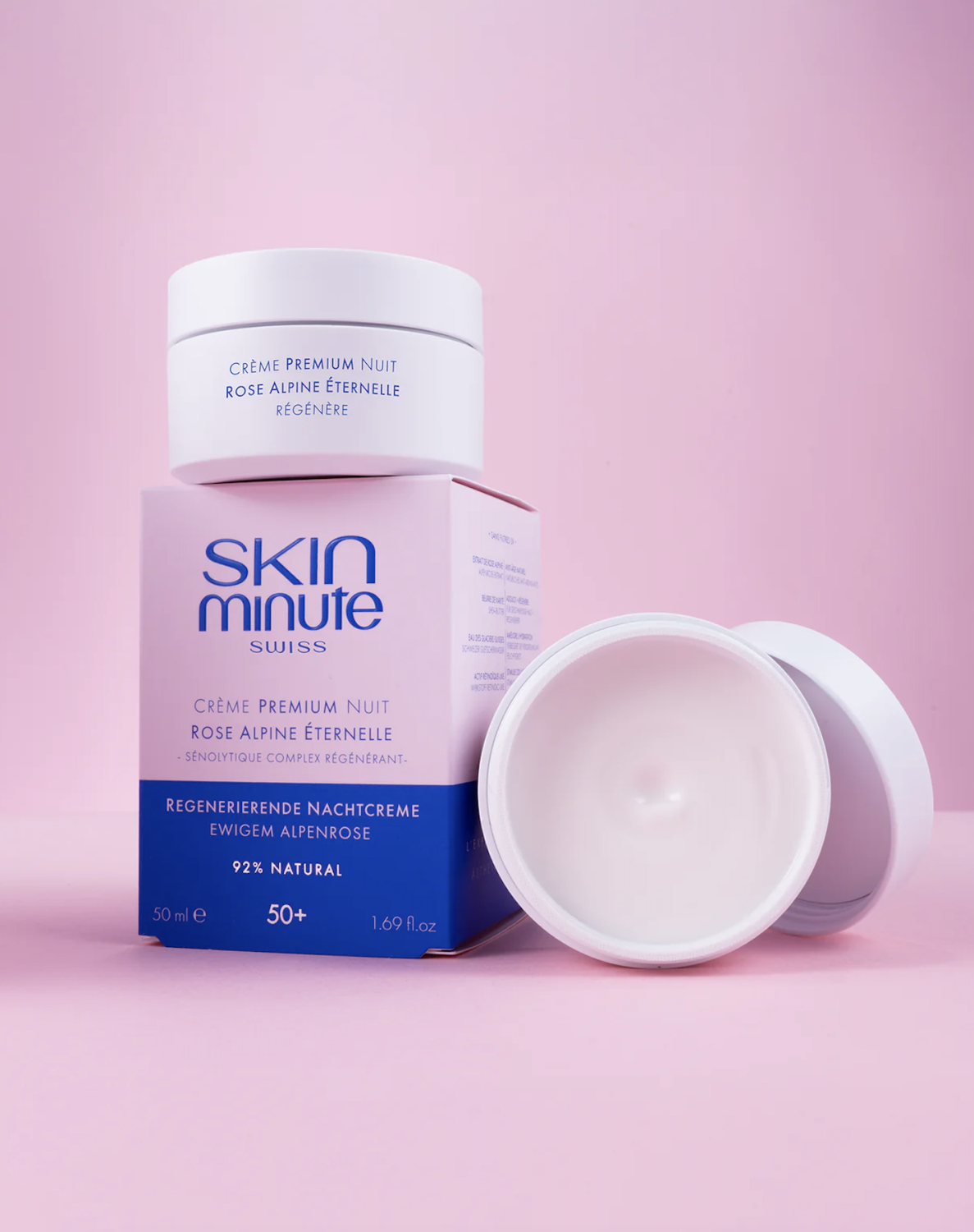 SKIN MINUTE PREMIUM NIGHT CREAM WITH ALPINE ROSE 
Nočný regeneračný krém 50+ z alpskej ruže<br>Regenerative Rich Night Cream s vodou z ladovca 50 ml.