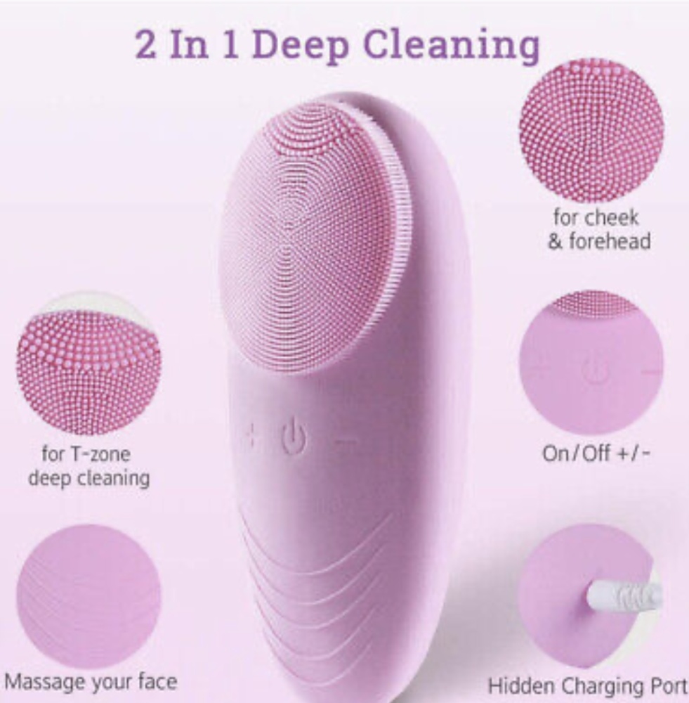 Facial Cleansing Brush Facial Massager<br>Vodotesná čistiaca a masážna kefka na tvár