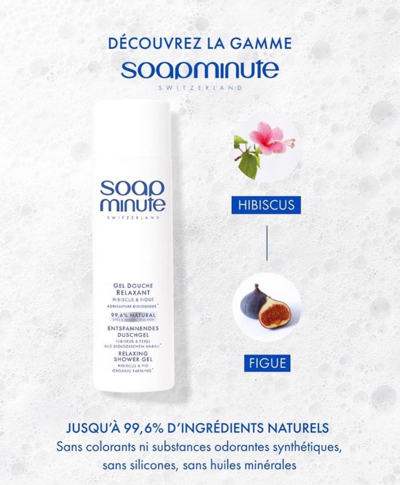 SKIN MINUTE GEL DOUCHE RELAXANT <br>Zľava 50% 
Relaxačný sprchový gél z extraktu z fíg<br>Sprchový gél s jemnou<br>a ľahkou textúrou