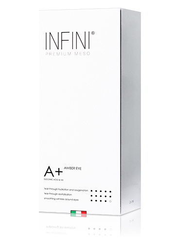 Inovatívny bunkový stimulátor na omladenie očného okolia<br>Infini Premium Meso A+ Amber Eye 2x1 ml.