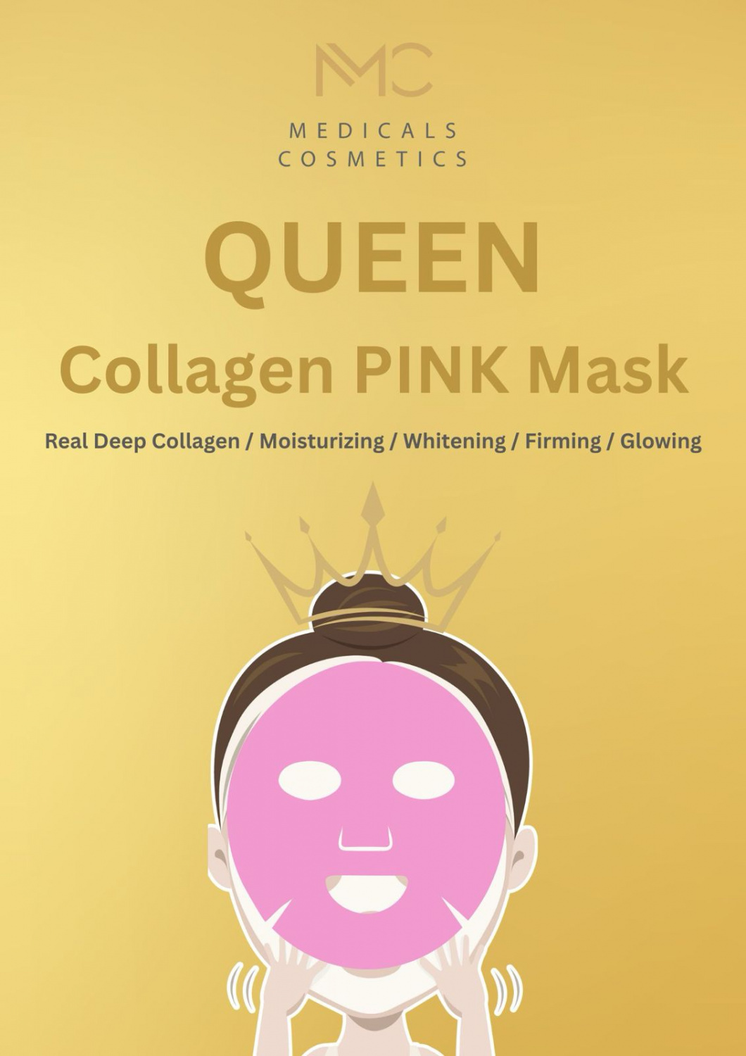 MEDICALS COSMETICS QUEEN COLLAGEN PINK MASK 
Hydrogélová pleťová maska Medicals Cosmetics s kolagénom, kyselinou hyalurónovou a niacinamidom
