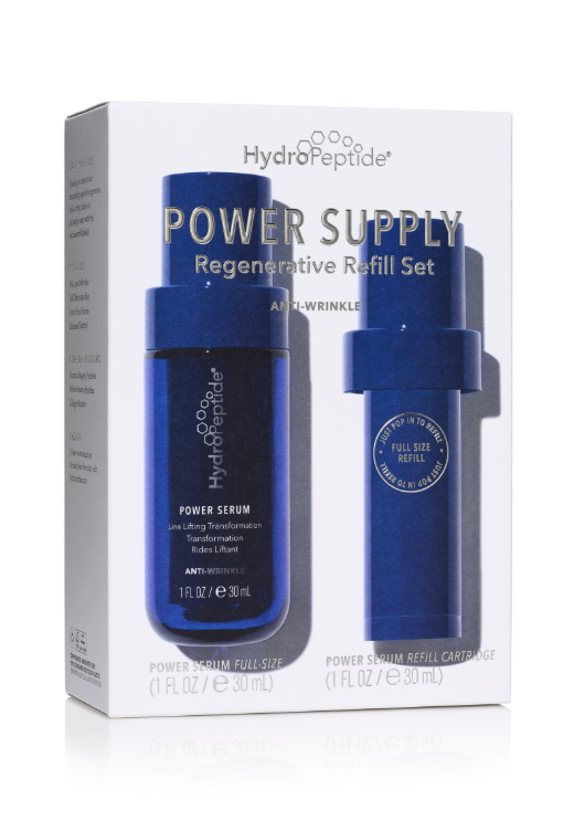 HYDROPEPTIDE POWER SUPPLY KIT 
Regeneračná sada Power Serum s náhradnou náplňou. Peptidový komplex s Ellagi-C, IdeaLift, Syn-Ake a Phytosan