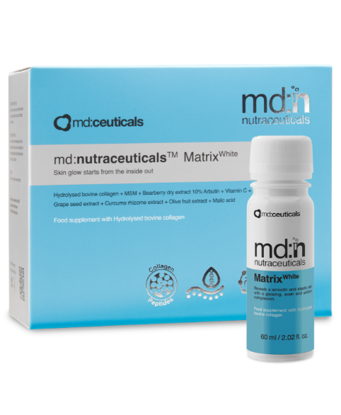 MD:NUTRACEUTICALS MATRIX WHITE 
Prémiový trojzložkový beauty booster určený na komplexnú podporu omladenia pleti zvnútra