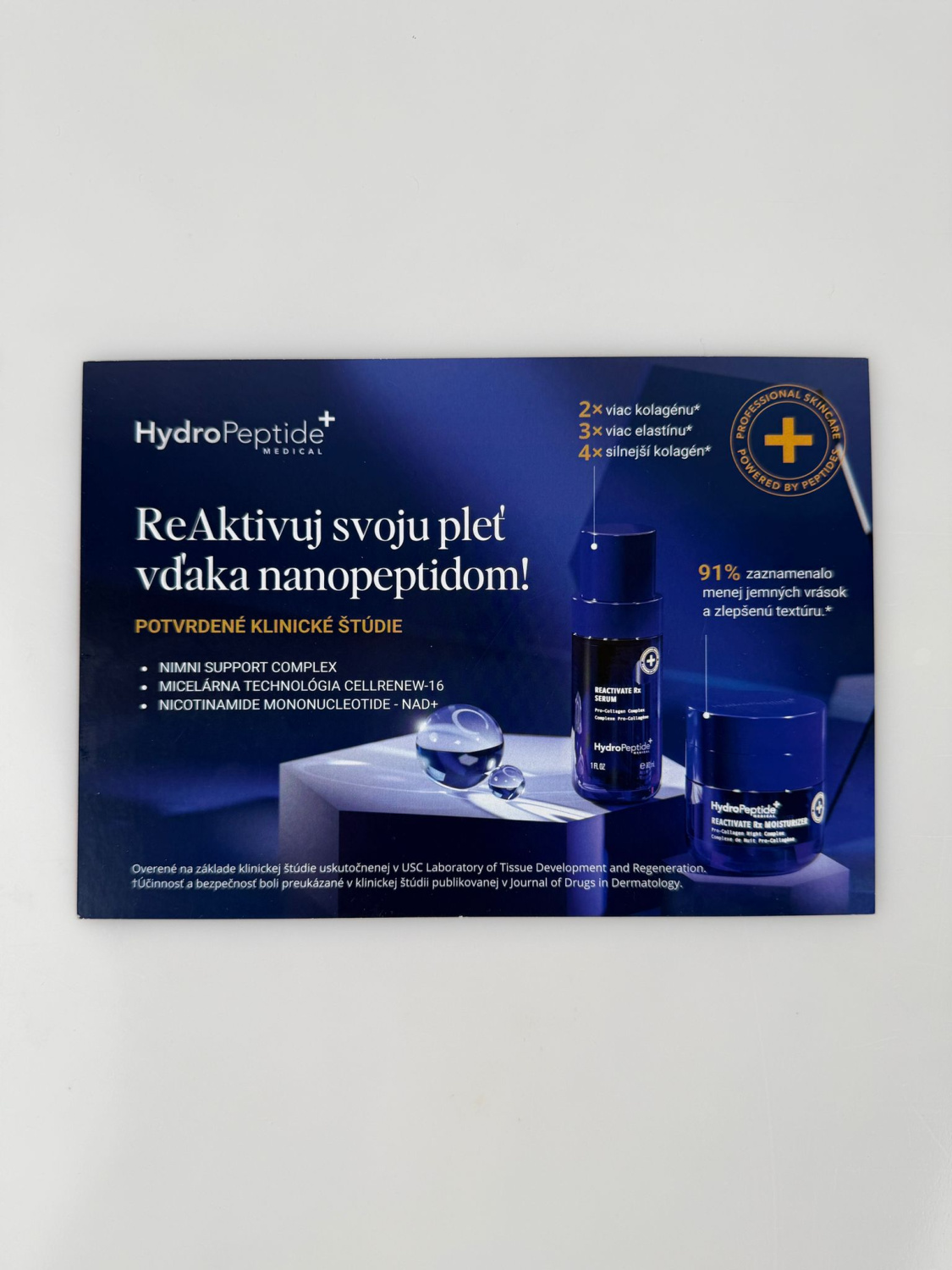 PROMO CARD WITH SAMPLES HP RX SERUM + RX MOISTURIZER 
Promo kartičky Hydropeptide so vzorkami RX Serum + RX Moisturizer