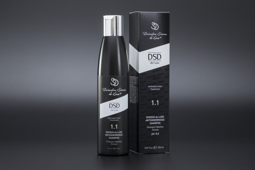 Šampón na seboreu<br>1.1 Antiseboreický šampón na vlasy DSD Lux proti zápalu a svrbeniu. Proti svrbeniu a vypadávaniu vlasov<br>Antiseborheic Shampoo 200 ml.