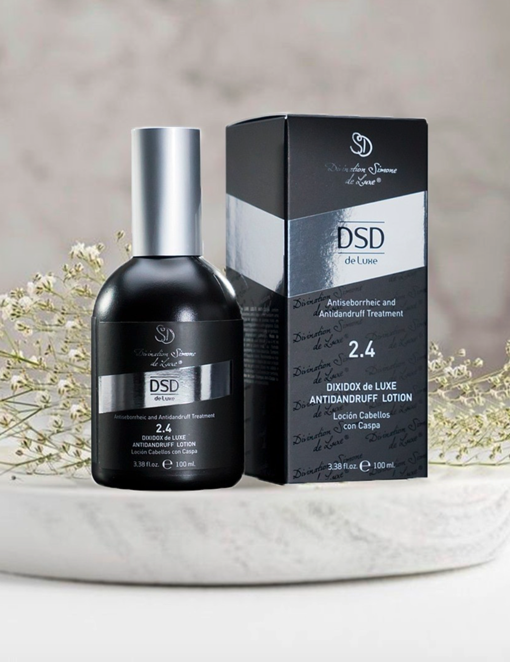 DSD SIMONE DE LUXE ANTIDANDRUFF LOTION 
2.4 Vlasové hnojivo proti lupinám. Prípravok pre reguláciu kožného mazu.