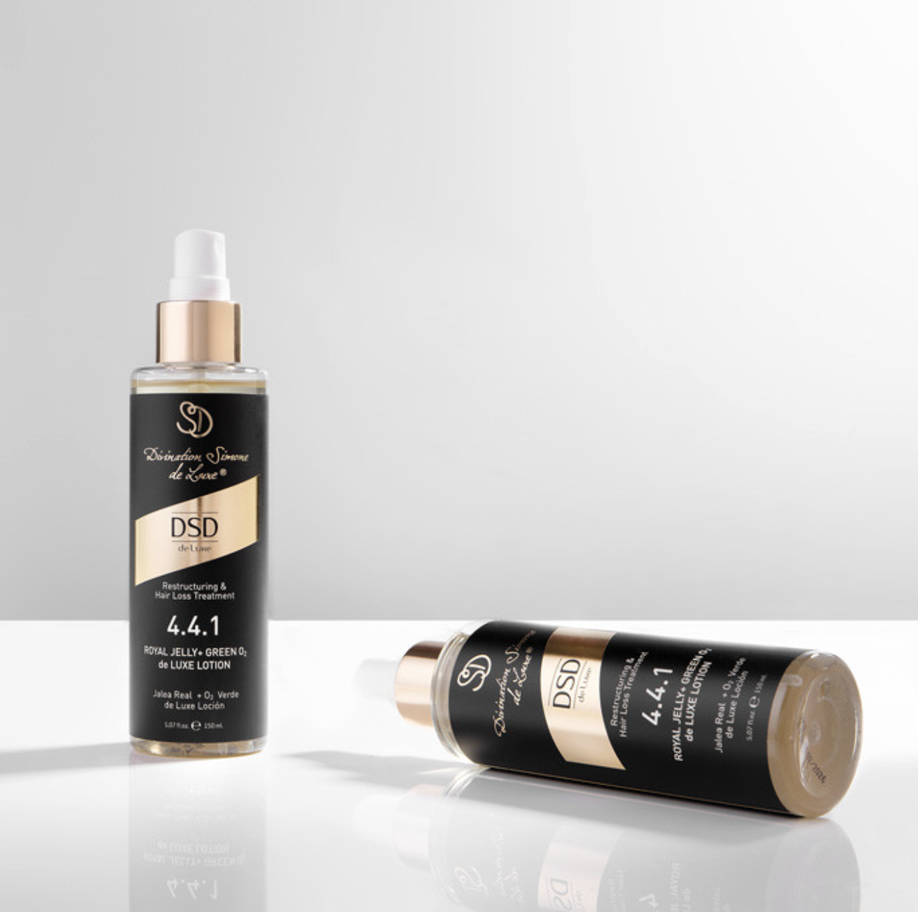 DSD SIMONE DE LUXE ROYAL JELLY + GREEN O2 LOTION 
4.4.1 Posilňujúci sprej Kráľovské želé pre krásne vlasy. Dodáva vlasom lesk, pevnosť a objem.