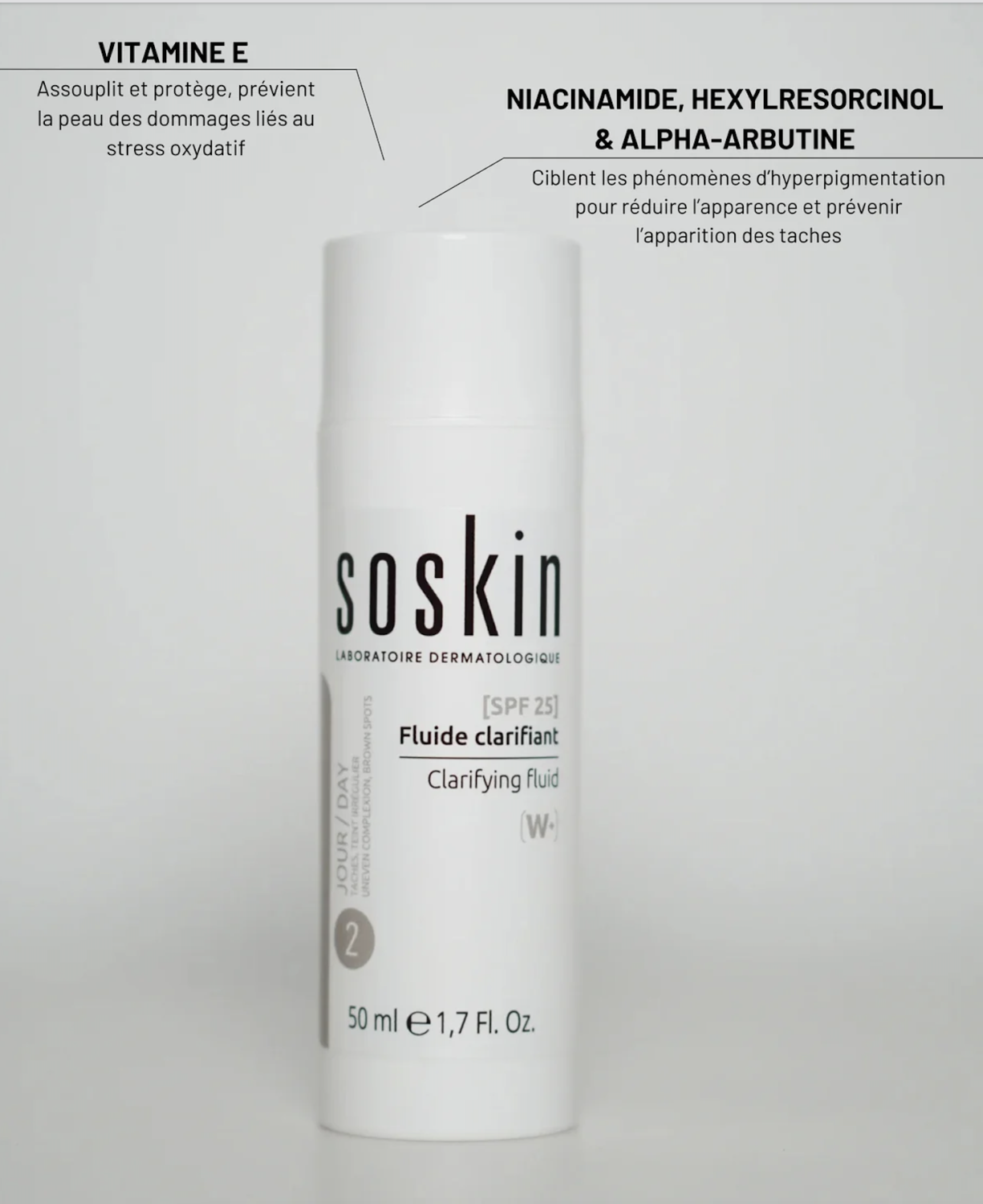 SOSKIN CLARIFYING FLUID SPF25 
Sérum proti pigmentácii s SPF ochranou<br>EXP 08/26 Zľava 20%