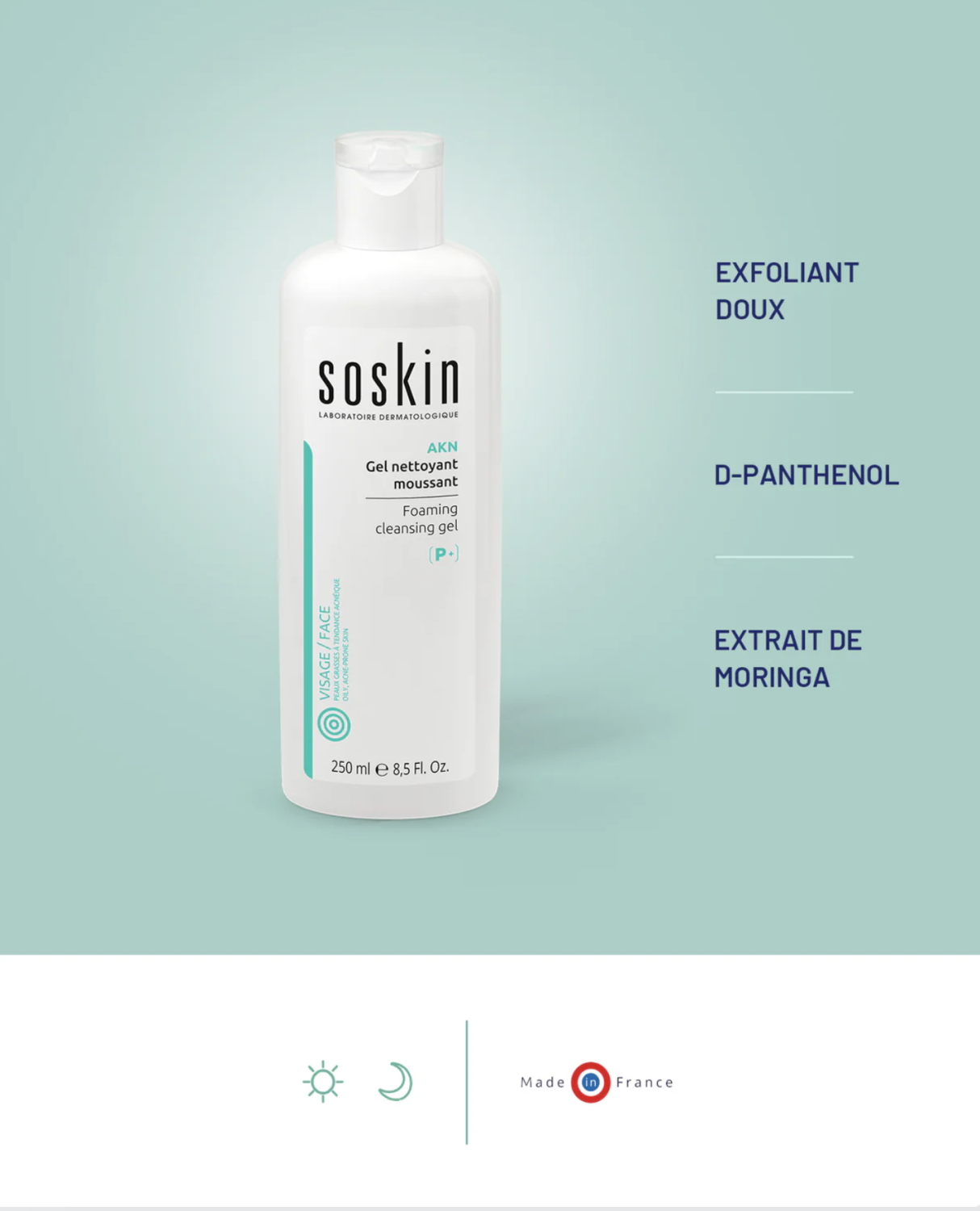 SOSKIN AKN FOAMING CLEANSING GEL 
Čistiaci gél pre aknóznu pleť a póry